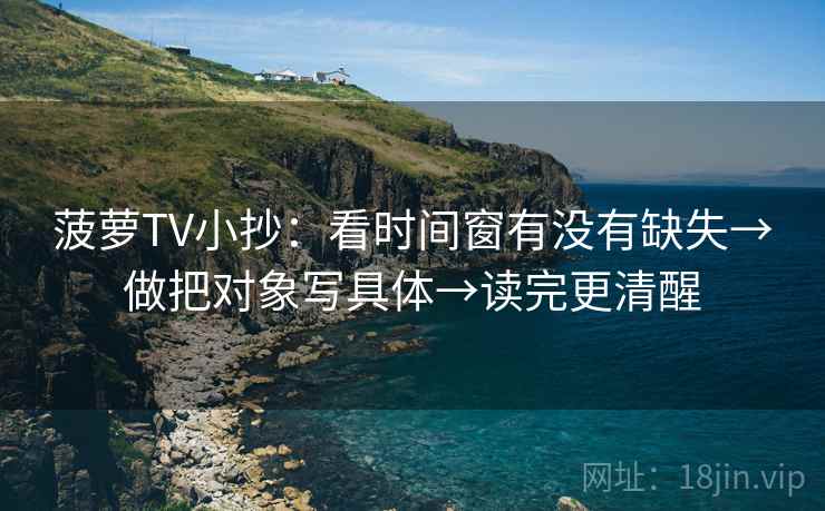 菠萝TV小抄：看时间窗有没有缺失→做把对象写具体→读完更清醒