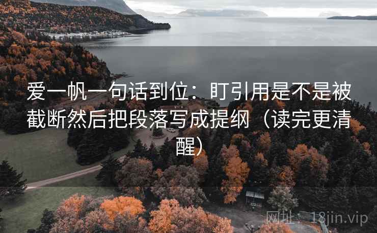 爱一帆一句话到位：盯引用是不是被截断然后把段落写成提纲（读完更清醒）